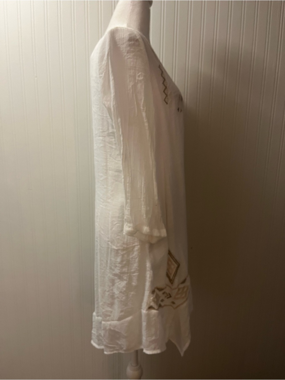 Embroidered Boho Ivory Tunic Dress - Picture 6 of 8